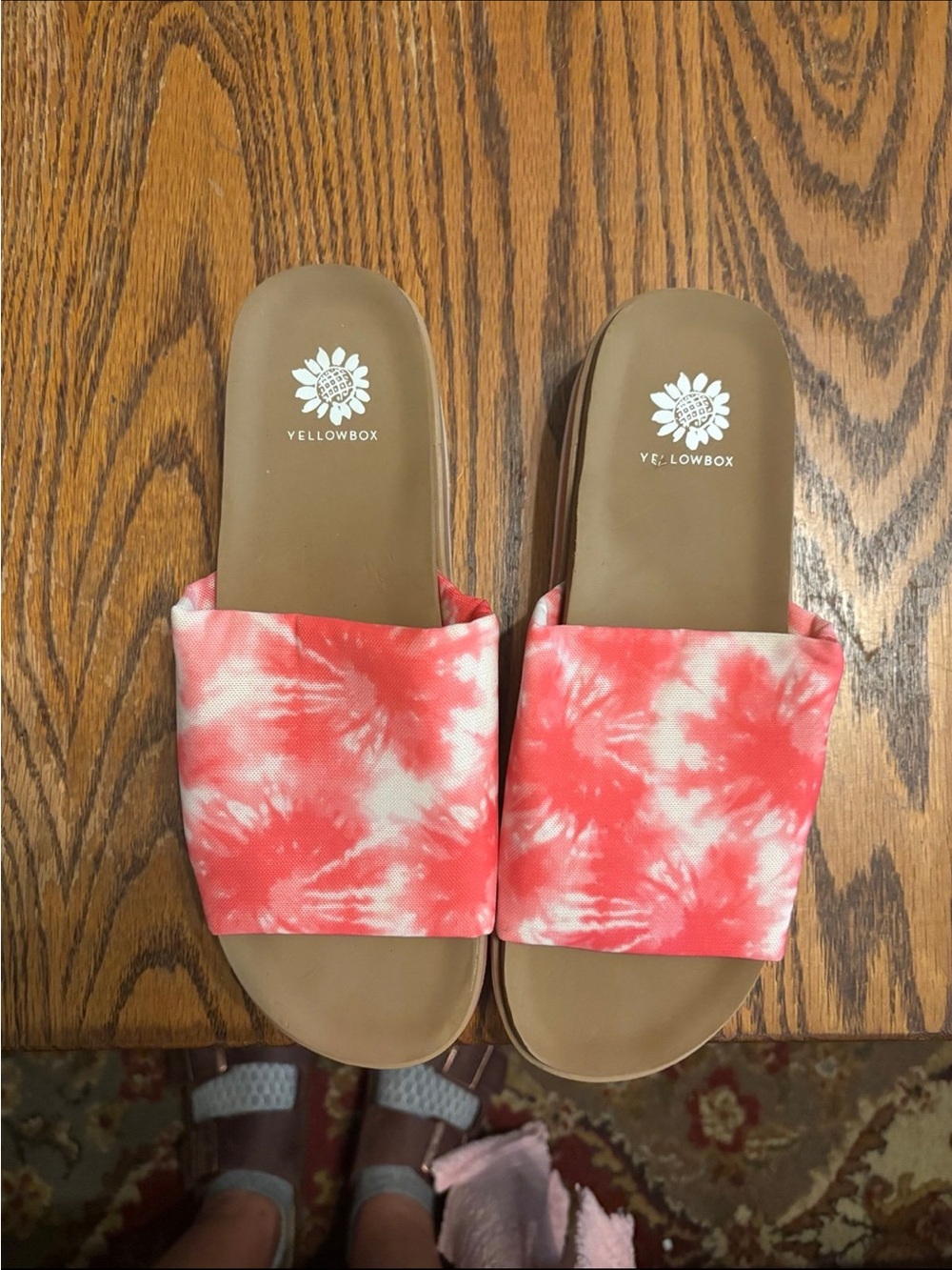 Yellow Box Coral Tie-Dye Slide Mules